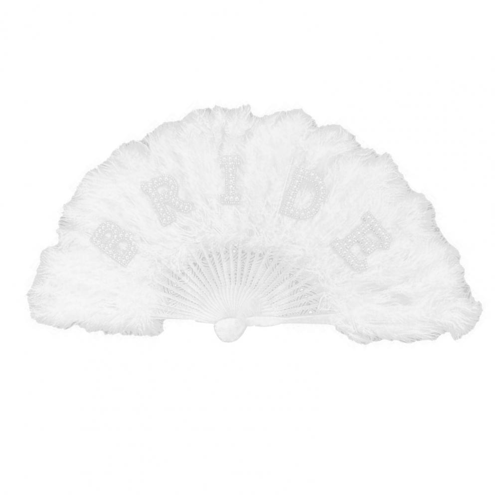 Bride Feather Fan Fancy Wedding Hand Fan Elegant Feather Fan with Faux Pearl Design for Wedding Bridal Shower Decor for Bride