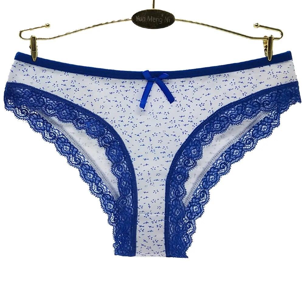 Женское нижнее белье, сексуальные кружевные трусики с цветочным принтом, женские трусики, трусы с низкой талией, хлопковое нижнее белье, 6 шт./компл.