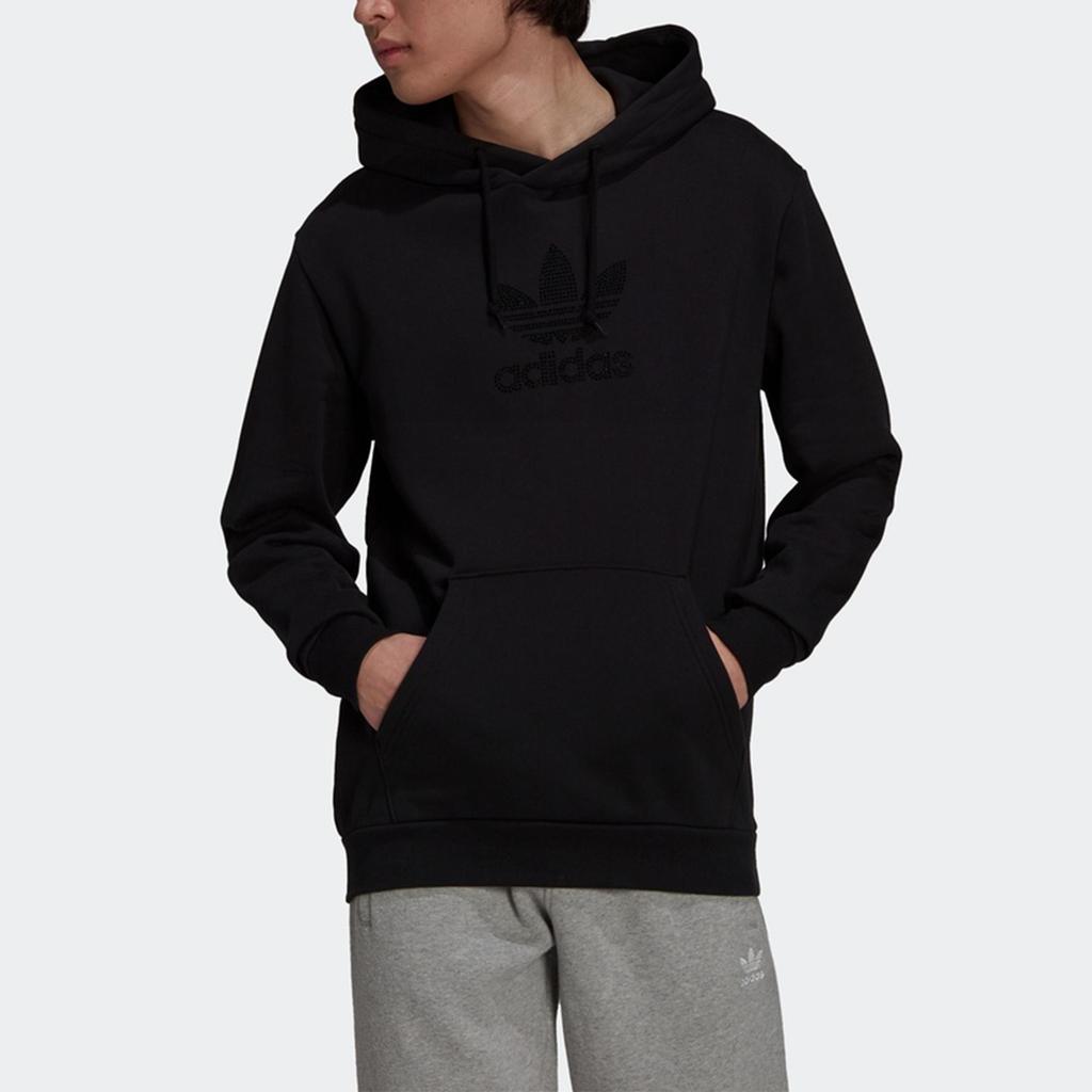 adidas Оригиналы Триф Стразы HD Украшенный Логотип Однотонная Спортивная Толстовка Мужская Черная GN3648