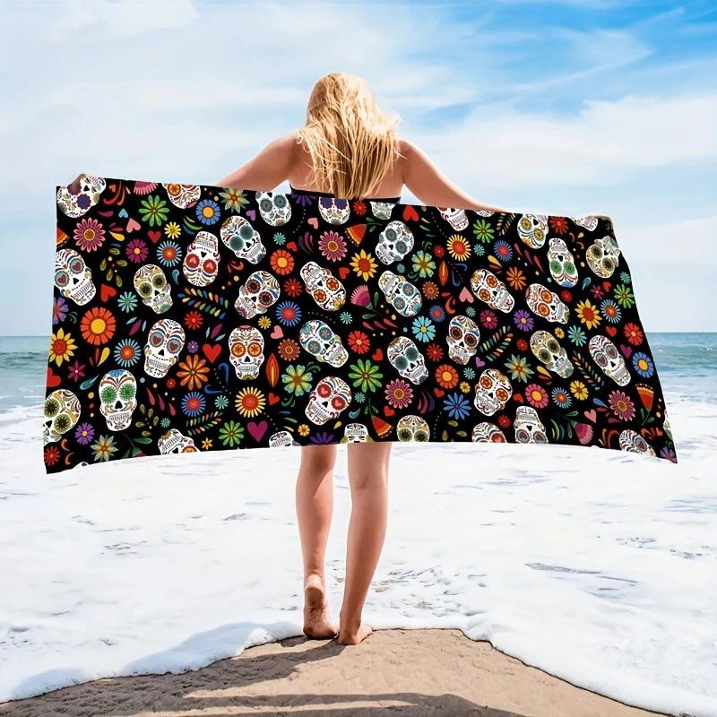 Exotic Floral Print Soft Microfiber Large Towel Water Absorbent For Beach Surf Use