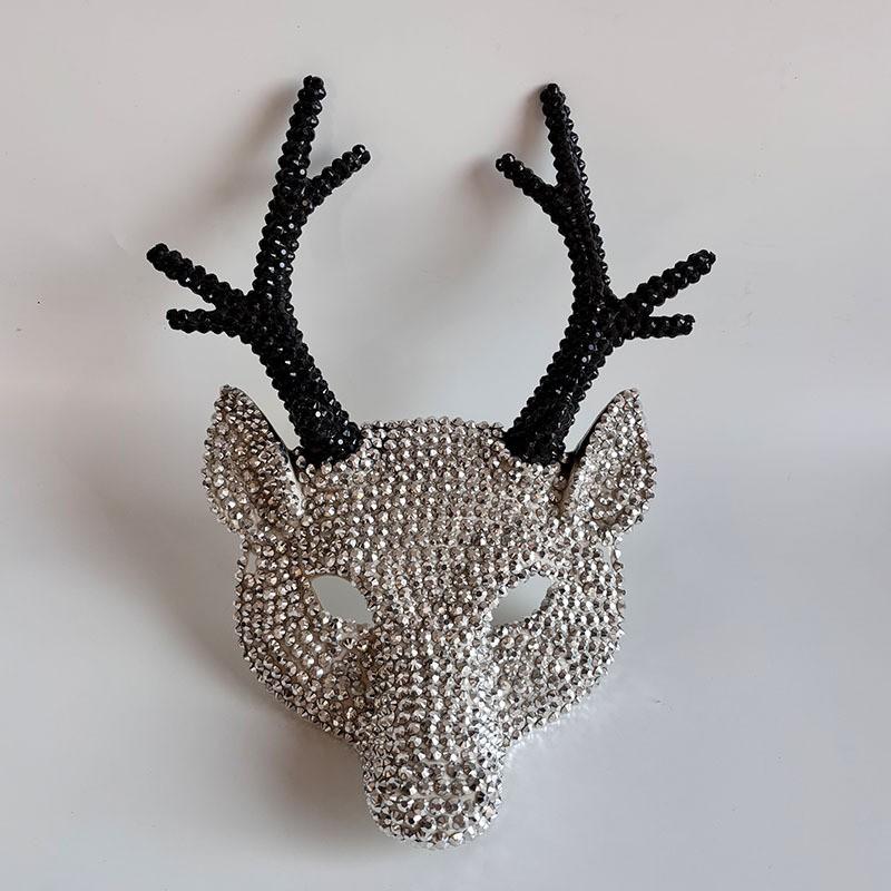 Halloween Deer Head Rhinestone Mask Party Cosplay Costume Accessory