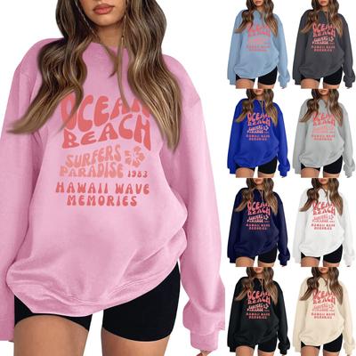 Женская повседневная модная блузка с длинным рукавом и круглым вырезом с принтом