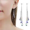 Women Faux Crystal Long Tassel Earrings Statement Bridal Wedding Jewelry