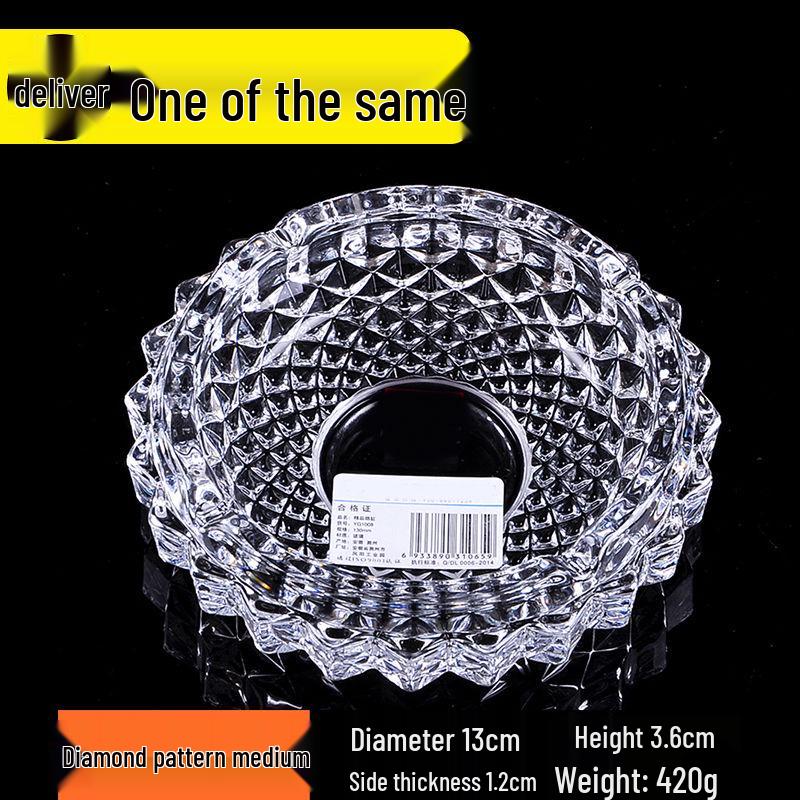 Buy One Get Two: Large Crystal Glass Ashtray for Home, Bedside, or Bar