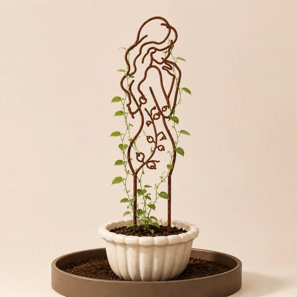 Stainless Steel Plant Support Pile Girl Shaped Anti Lodging Stakes Indoor Outdoor Garden