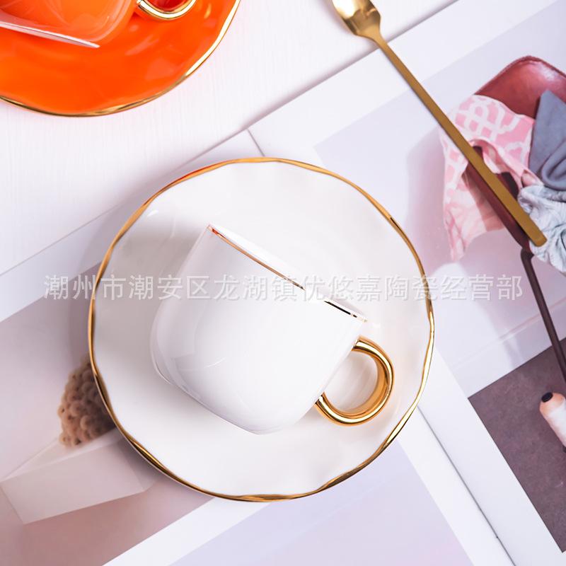 Light Luxury Coffee Cup And Saucer Set, Creative Gold-Painted Ceramic Cup, Afternoon Tea Cup, Gift Cup.