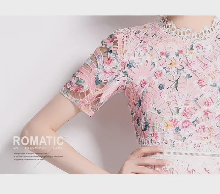 2024 Luxury Slim Hollow Lace Mid-Length Dress