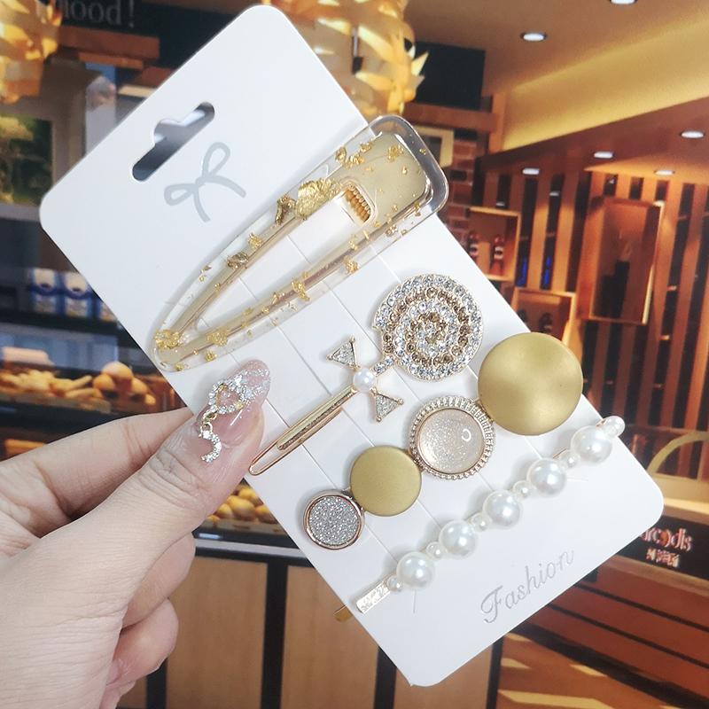 Корея Блестящий Кристалл Набор Заколок для Волос Модные Аксессуары для Волос Тренд для Женщин Девушка Жемчуг Стразы Заколка Боковая Заколка для Волос