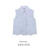 Kaslead New Arrival Women's Clothing Fashion Style Fashion Hollowed-out Embroider Sleeveless Lapel Short Shirt 3564164