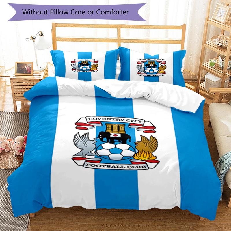 Coven-try Football Club Crest Printed Pattern Duvet Cover Set – includes 1 duvet cover and 2 matching pillowcases Bedroom decor Christmas gifts