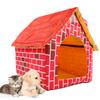 Pet House Foldable Bed Red Brick Chimney Cat Puppy Bed Tent Pet Removable Washable HouseRed