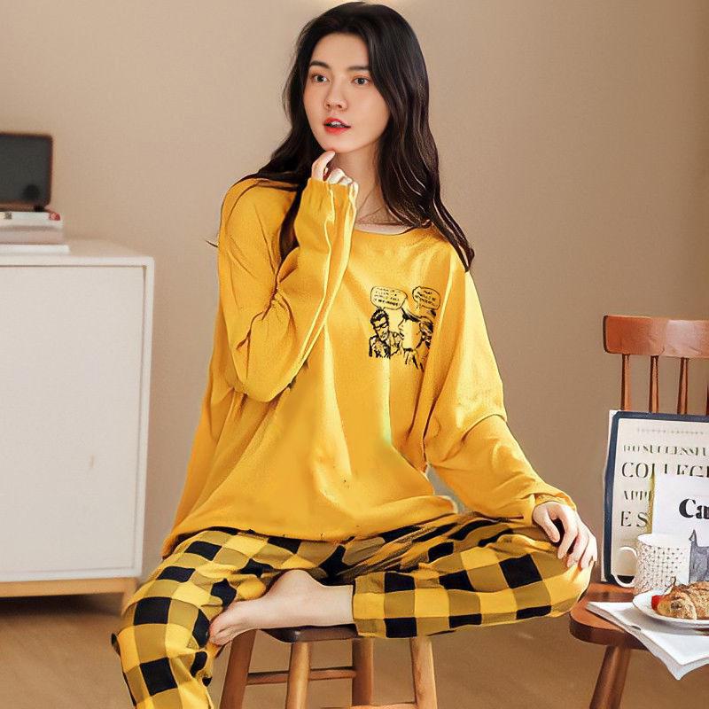 Women's Cartoon Long Sleeve Pajamas - Cute & Comfy Korean Style for Spring & Autumn - Plus Size Available