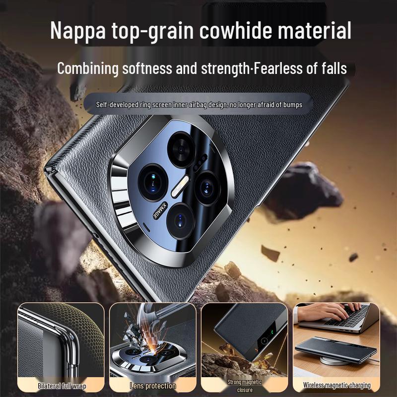 TWICEVERSE Чехол-книжка из натуральной кожи для Huawei Mate X7 / X7 Collector's Edition