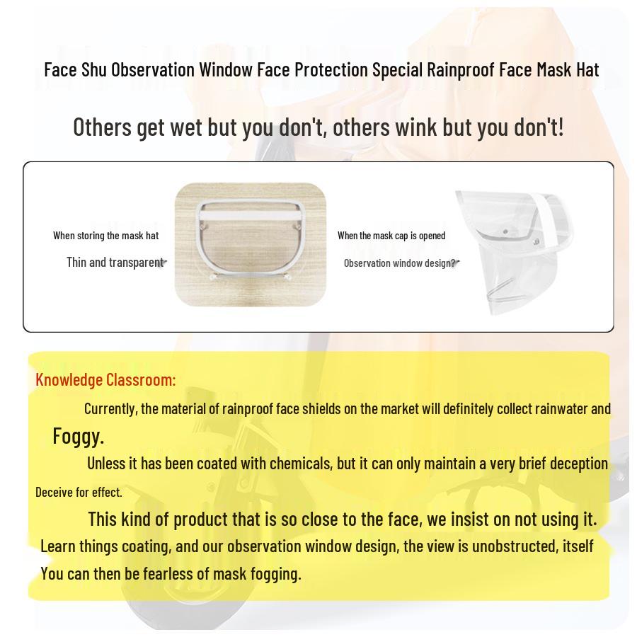 Водонепроницаемая шляпа-козырек с прозрачным защитным экраном для лица: Идеально для велоспорта, еды на вынос и защиты в любую погоду