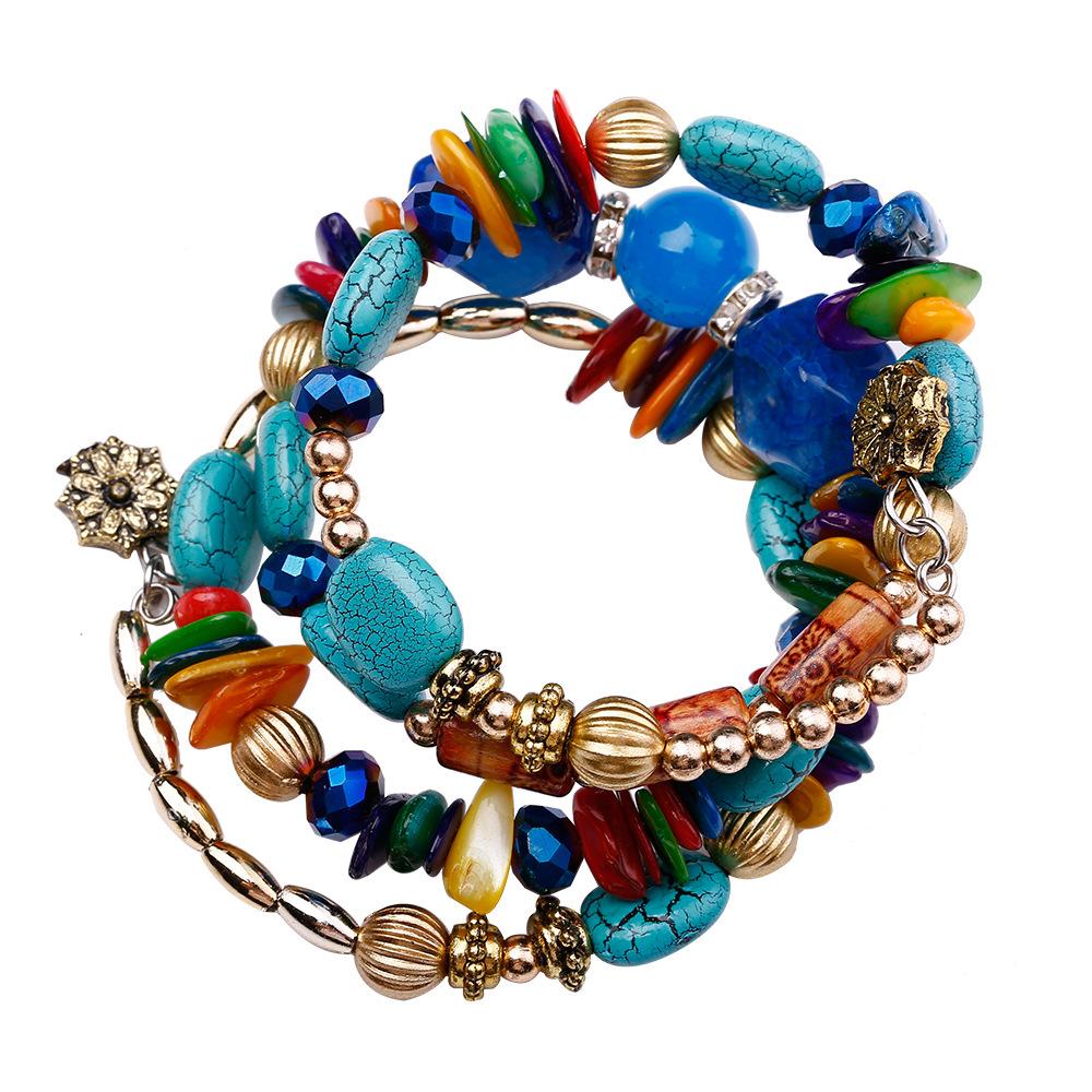 Colorful Natural Stone Beads Bracelet Bohemian Multilayer Fashion Bracelets for Women and Men Bangles Jewelry