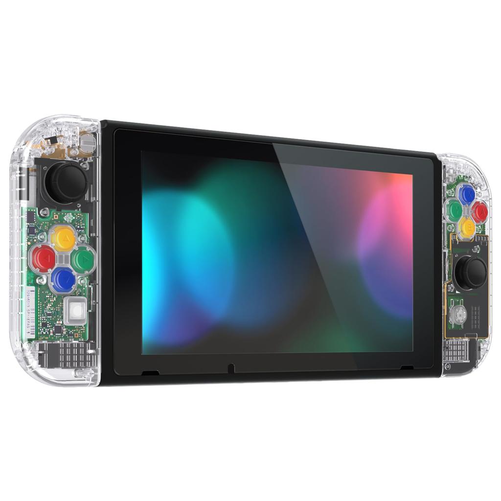 Изготовленный своими руками сменный корпус для eXtremeRate, задняя панель для консоли Switch, изготовленная из прозрачного держателя, корпуса контроллера и полного набора кнопок