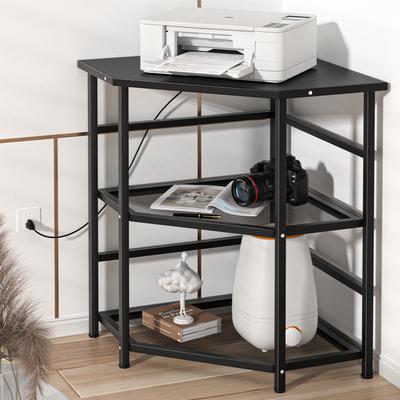 Офисный угловой стеллаж для хранения принтеров Домашняя гостиная Кухня Стеллаж для хранения вещей Угловая полка для спальни Розетки для зарядки USB-порт