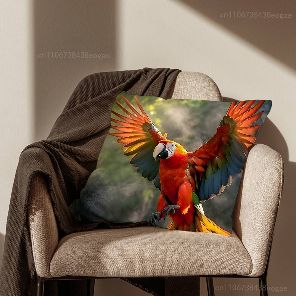 Арт Птица Попугай Наволочка Для Гостиной Подушка На Диван Подходит Для Украшения Дома Спальни И Защиты