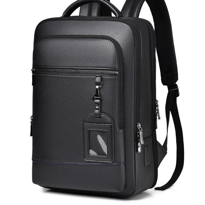 Деловой рюкзак мужской из ПУ кожи, сумка-портфель с USB-зарядкой, кейс, для офиса, путешествий, ноутбука, офисный, бизнес, на плечо, спина, мужской