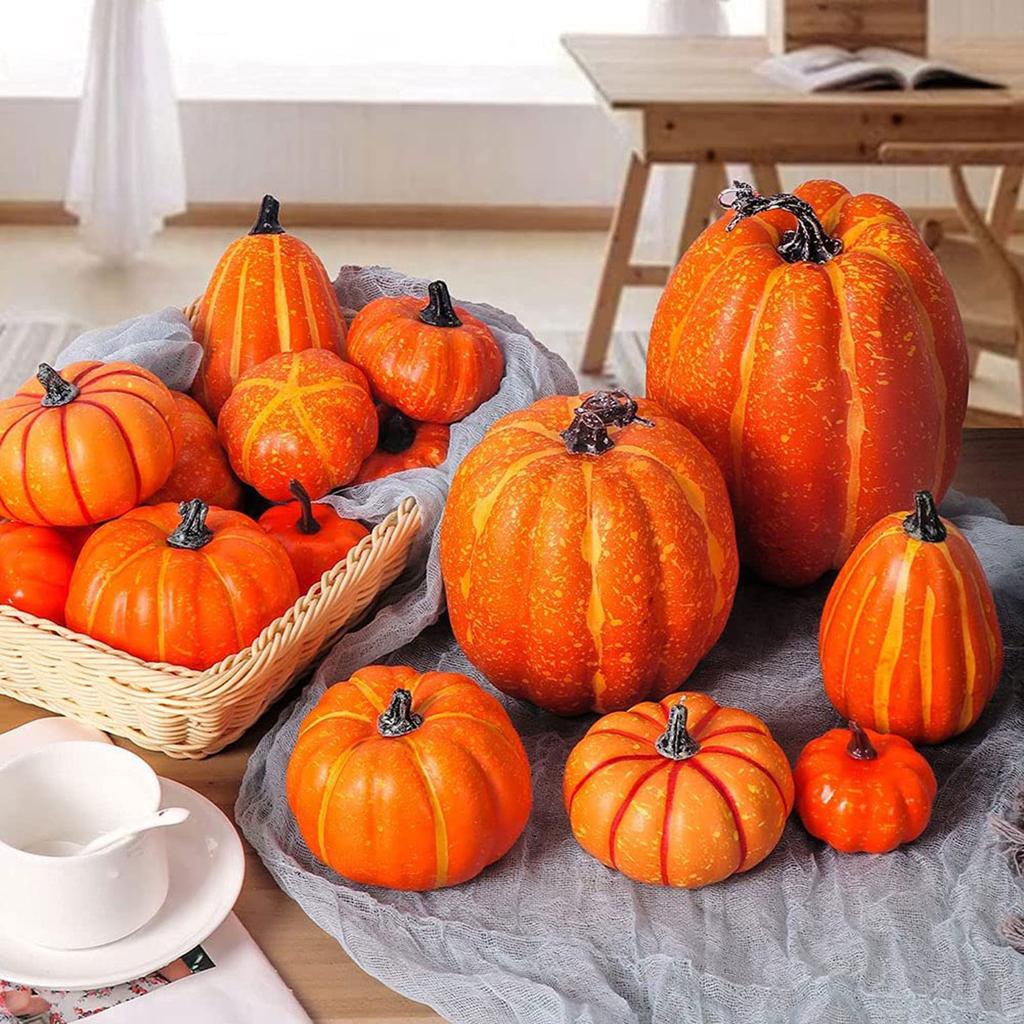 Thanksgiving Artificial Pumpkins Autumn Fall Decoration for Home Fake Simulation Pumpkin Harvest Farmhouse Halloween Table Decor