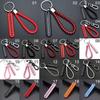 1PC Fashion Car Keychains Rope Card Keyring Anti-lost Phone Number Leather Bradied Rope Vehicles
