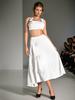2025 Celebrity-Style Elegant Strapless Camisole & High-Waist Midi Skirt Set with 3D Floral Design