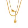 New Tassel Water Drop Necklace Niche Light Luxury Design Stacked With Wind Titanium Steel Plated 18K Gold Jewelry