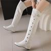 Women Boots  Winter New Fashion Casual Over-The-High Boots Round Toe Buckle Plus Size 34-43Lady Shoes Rivet Metal Decoration