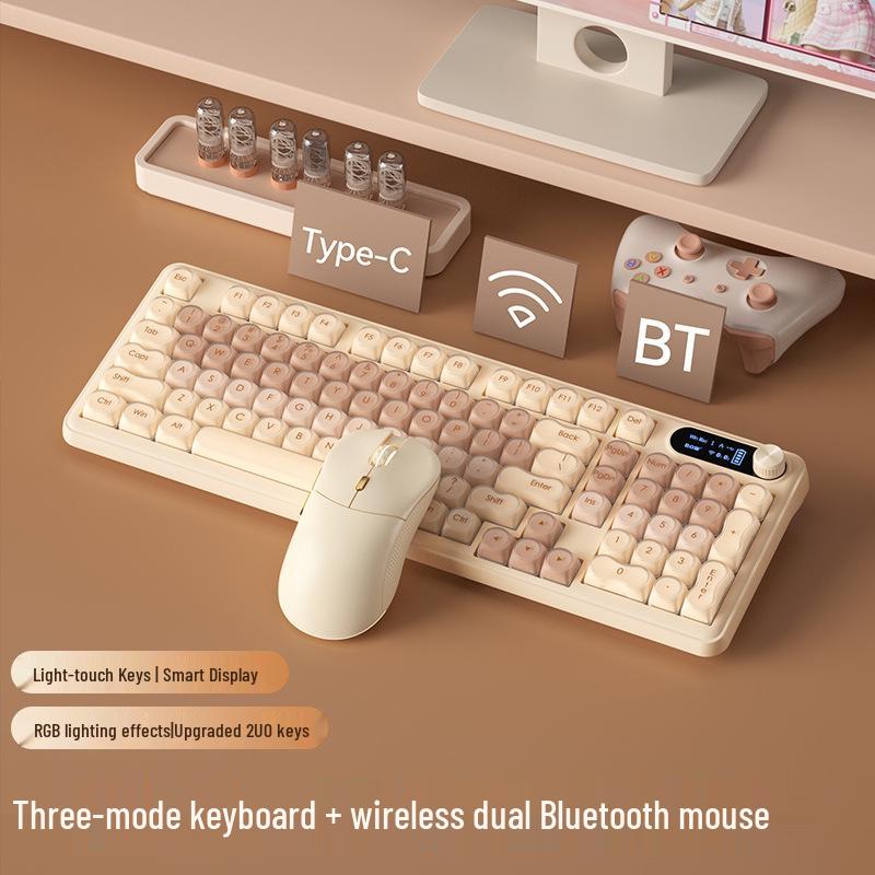Беспроводная Bluetooth-клавиатура BOW с трехрежимной подсветкой, механическим ощущением, для девушек, офиса и использования с ноутбуком.