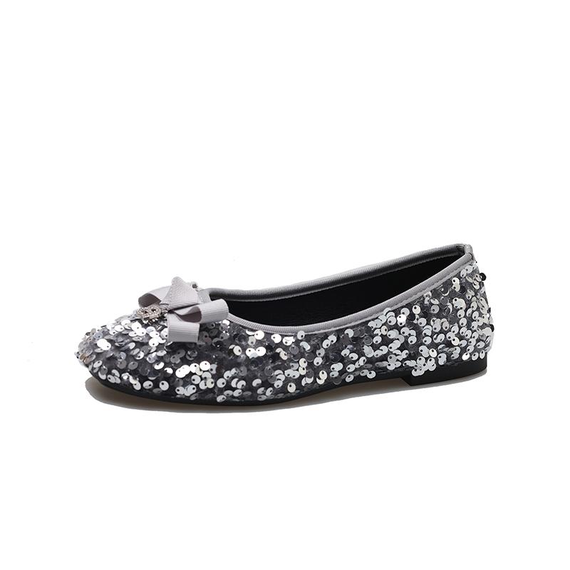 2024 Shoes for Women Outdoor Women's Flats Hot Sale Dress Flats Women Bow Tie Bling Square Toe Slip On Soft Bottom Shoes Female