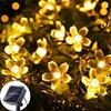 Solar Cherry String Lights Outdoor Sakura Garlands Peach Flower LED Night Lamp for Wedding Party Tree Garden Parterre Decoration