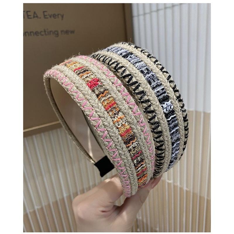 Bohemian Woven Wide Headband for Women, Vacation Style Non-slip Hair Hoop, Colorful Stitching Hairband for Washing Face & Daily Use