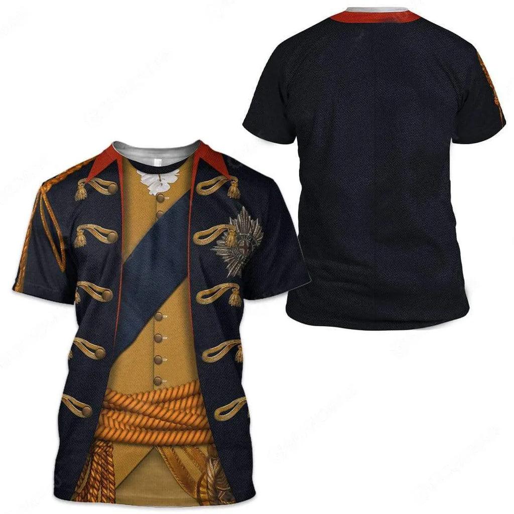 Футболка для мужчин, женщин, мальчиков и девочек, 3D принт, известные исторические деятели, Наполеон Бонапарт, модные топы в стиле милитари