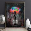Modern Light Bulb Graffiti Wall Art Canvas Painting Poster Living Room Dining Room Home Painting Wall Decoration Mural Cuadros