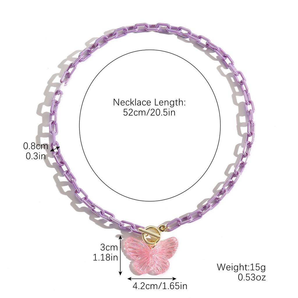 Ожерелье для женщин, маленькое, свежее, смоляное, акриловое, бабочка, ожерелье для женщин, премиум-класса, бабочка Sense Dopamine, не теряет цвет, женское, летнее