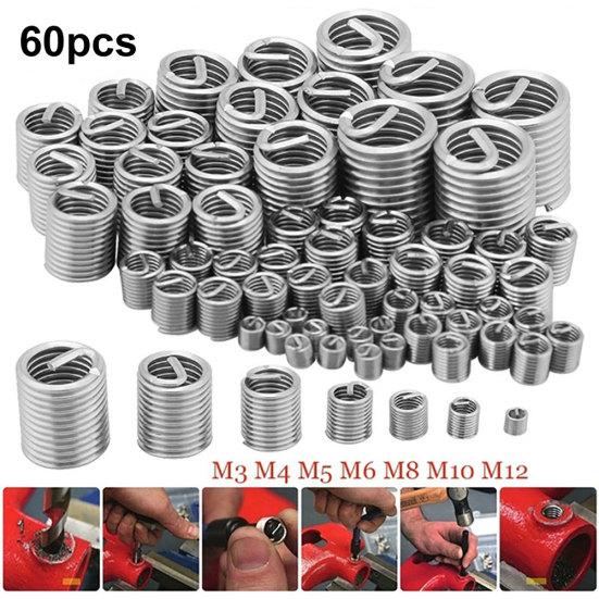 60 шт. M3-M12 набор вставок с винтовыми втулками из нержавеющей стали для ремонта оборудования