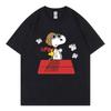 Черная женская футболка Snoopy Летняя мода 2025 Новая с коротким рукавом 100% хлопок Мужская футболка Топы Мультяшный аниме Одежда для пары