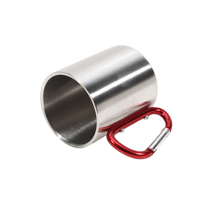 200 мл Легкая походная кружка из нержавеющей стали с карабином Портативные металлические кофейные кружки для занятий спортом на открытом воздухе, путешествий, пеших походов