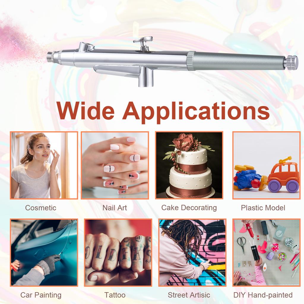 Portable Airbrush with Compressor Handheld Cordless Air Brush Pen Dual-Action 2-level Adjustable