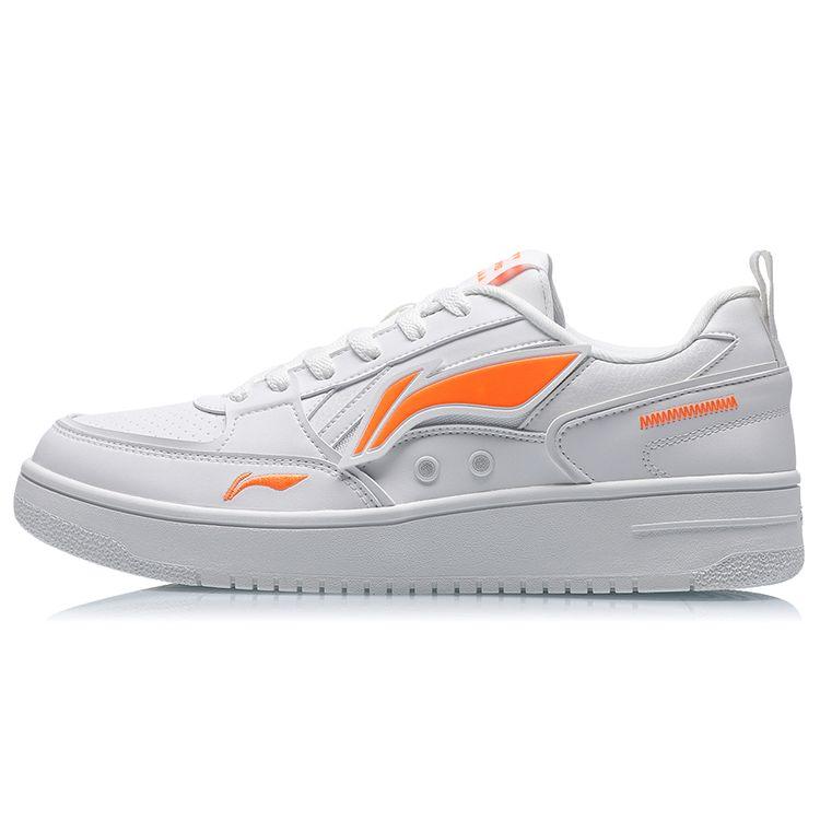 Li-Ning Durable Breathable Low-Top Skate Shoes Men Sneakers White Orange AGCQ449-1