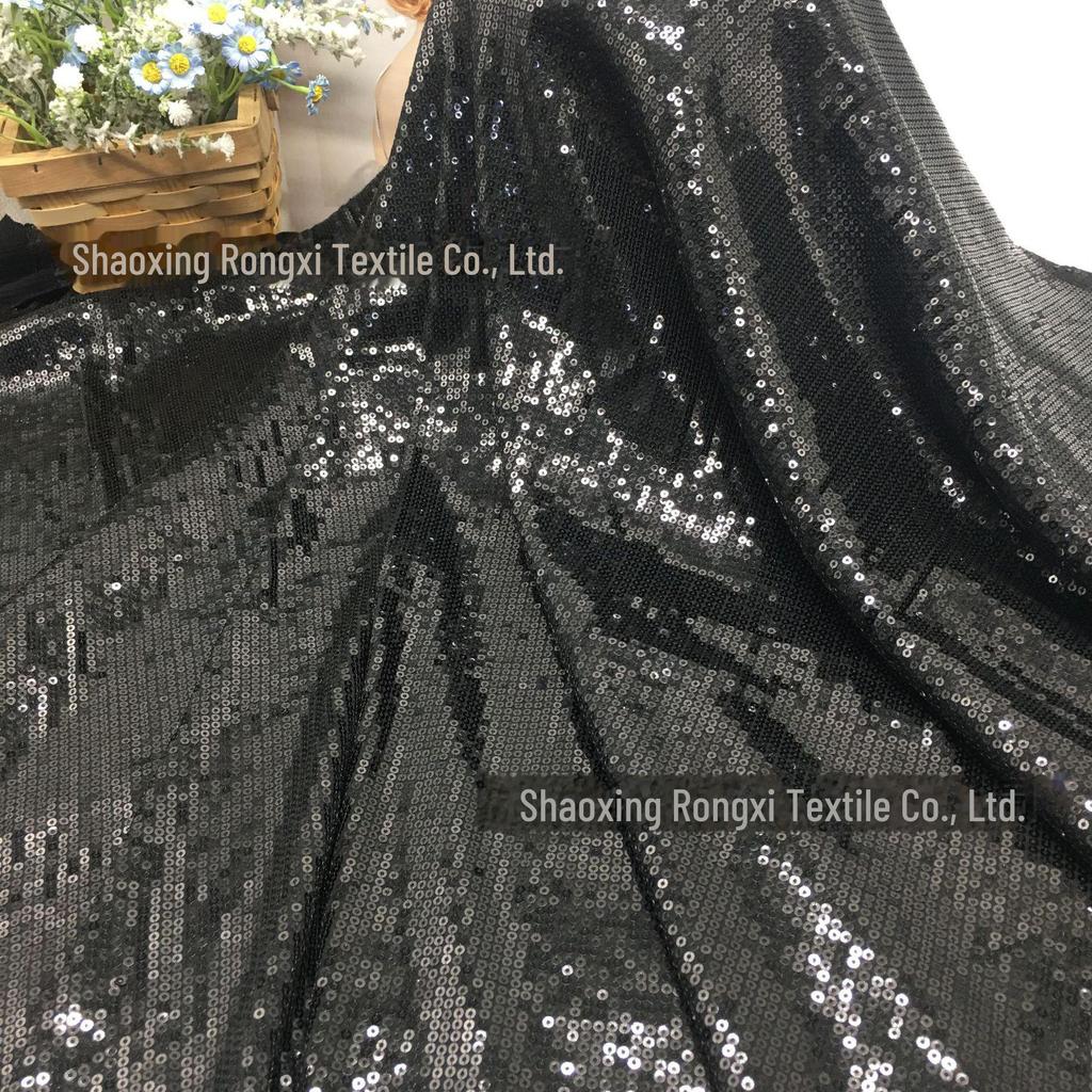 3mm Stripe Elastic Sequin Fabric for Spring/Summer Women's Dress