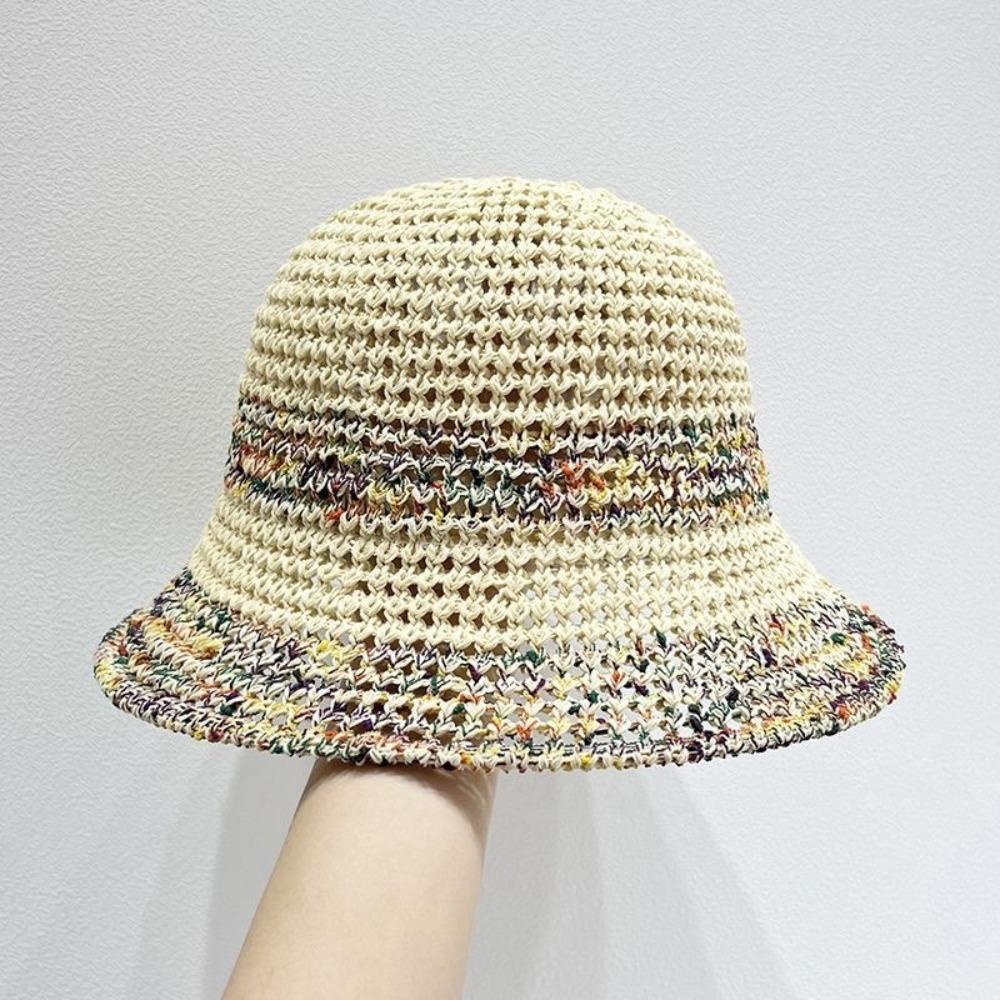 Полая вязаная пляжная шляпа от солнца, плетеная соломенная шляпа, модная шляпа рыбака для женщин