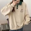 Japanese Retro Unisex Long-Sleeve Polo Hoodie T-Shirt - Stylish Spring Outerwear Base Layer for Men and Women