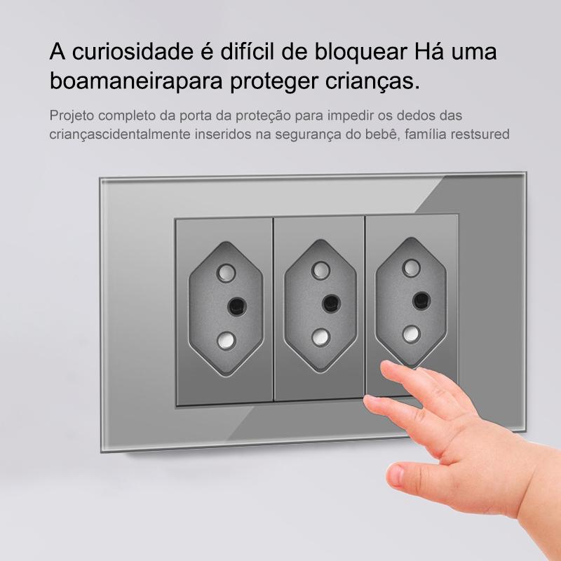 Glass Panel Brazil Registered Jack Dual Usb C- Type Light Switch Office Wall Power Socket 118 * 72mm Grey Fiberglass 20a 10a