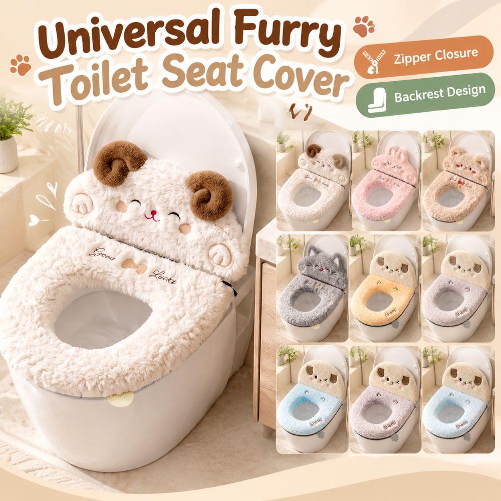 Thickened Furry Toilet Cover Zipper Closure Bathroom Toilet Pad Toilet Seat Cushion Home Bathroom