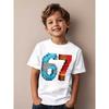 European sizes T-Shirt Featuring The Number 67, Stylish Short-Sleeve Shirt for Boys, with a Pixelated 67 Design.for Boys