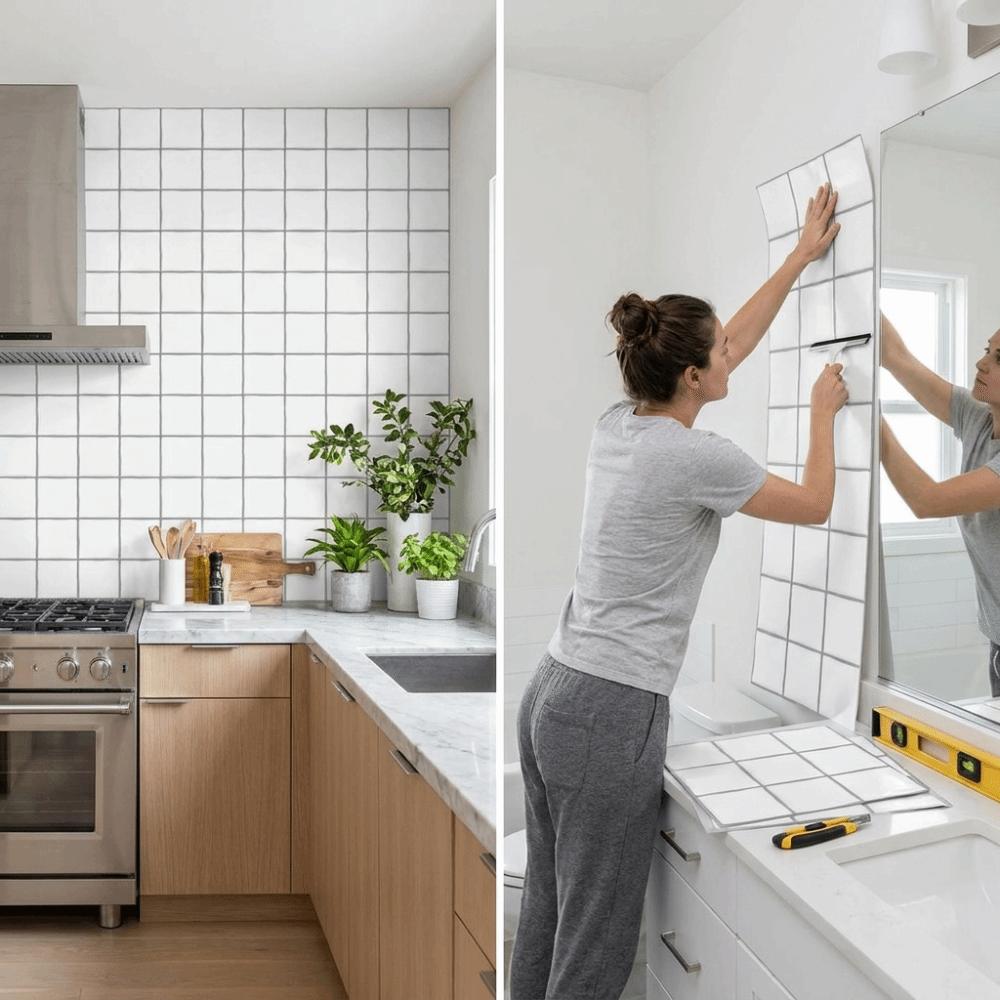 Lightweight Self-adhesive wallpaper Waterproof DIY Backsplash Tiles Indoor Decoration