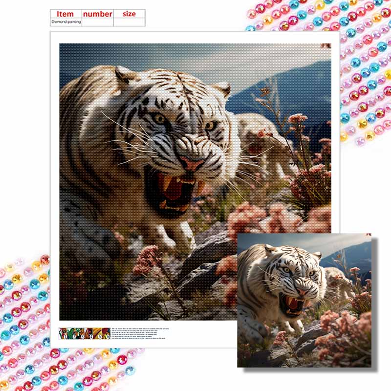 Новое поступление 5D DIY Полный круг Алмазная мозаика "Рычание тигра" Вышивка Крестиком Домашний декор Подарок