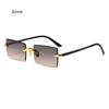 1PC Unisex Plastic Square Frame Fashio Rimless Sunglasses for Outdoor Beach Party Metal Ins Trendy Sunglasses Gafas De Sol Mujer
