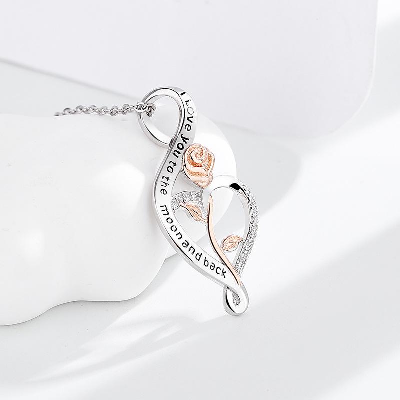 Серебряное ожерелье с цветовым разделением Love Rose, кулон, ювелирное ожерелье для женщин, вечный подарок на День святого Валентина